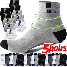 5-Pairs Men's Cotton Socks Sport Running Breathable Soft Letter Sneakers Summer