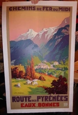 Affiche Poster Landes Béarn Pays Basque Aquitaine Pyrénées Eaux Bonnes