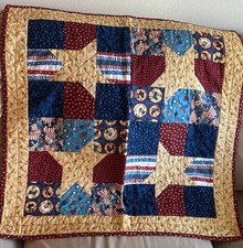 Handmade Americana Quilted Coverlet 33 X33 Vintage Patchwork Cottage Core Quilt