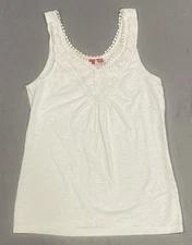 Esprit Women’s Tank Top Tunic S White Cotton Crochet Vintage Y2K Retro Beach