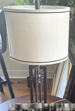 Table Lamp set w/ Beige Fabric Drum Shade Included, Switch Control, Corded Power