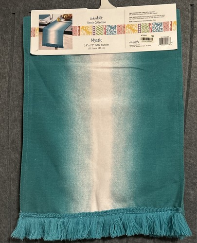 Mystic Stripe Table Runner Indoor Outdoor 14x72" Beach House - Picture 2 of 4