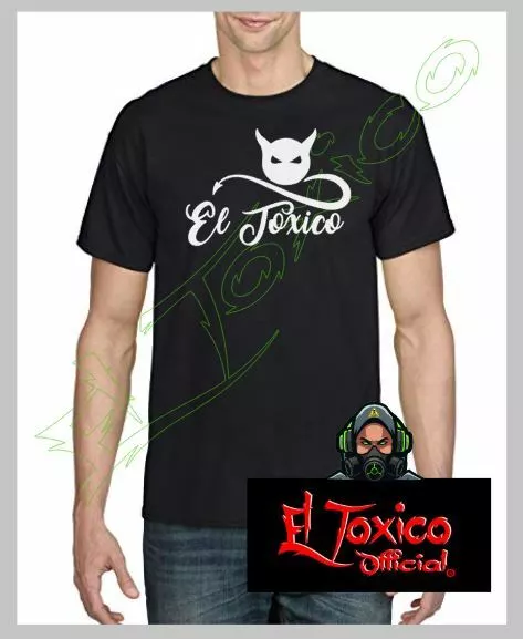 EL TOXICO PLAYERA NEGRA LOGO DIABLO EL TOXICO OFFICIAL EN BLANCO 100%  ALGODON