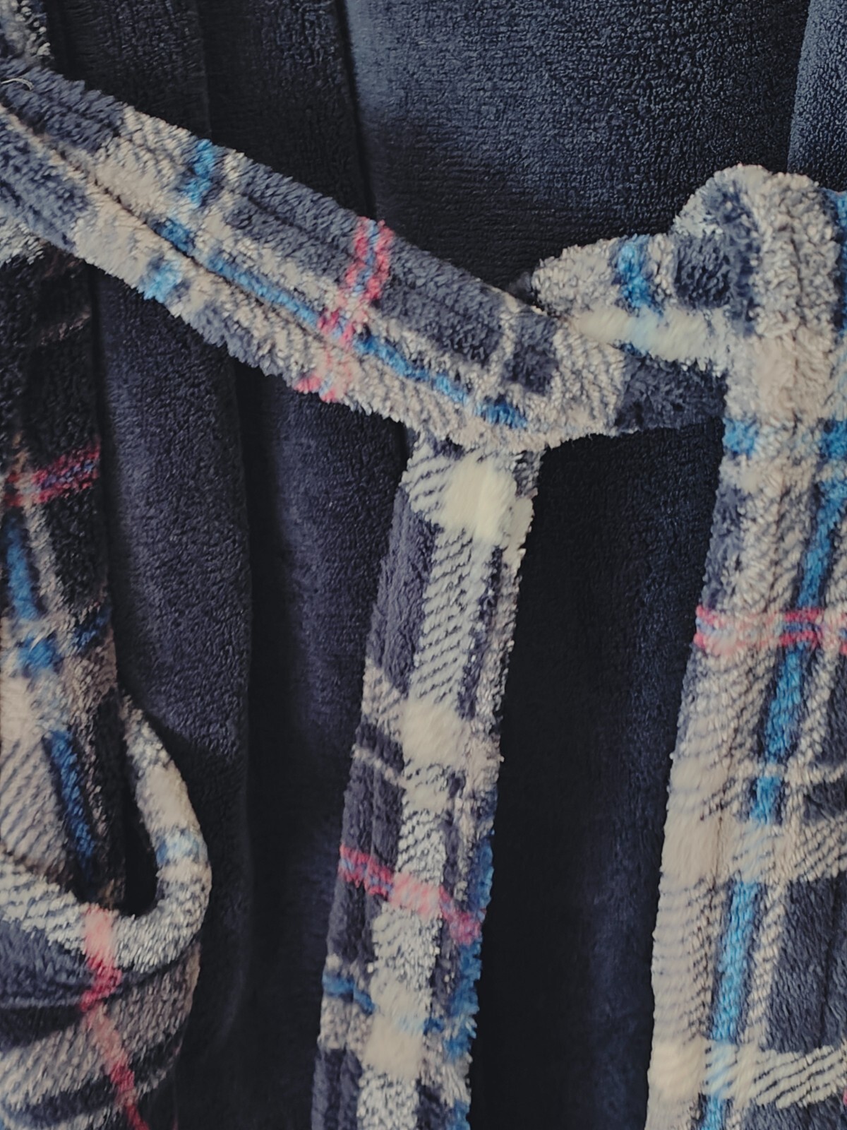 MENS BLUE CHECKED FLEECE HOODED DRESSING GOWN ROBE SIZE 5XL 6062" BY