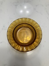 Vintage Amber Glass Astray, Round, 4 1/2 Inch, Good Used Condition