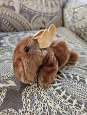 Vintage 1981 Dakin  Co Moose Plush Toy Small Mini Brown Stuffed Animal 6"