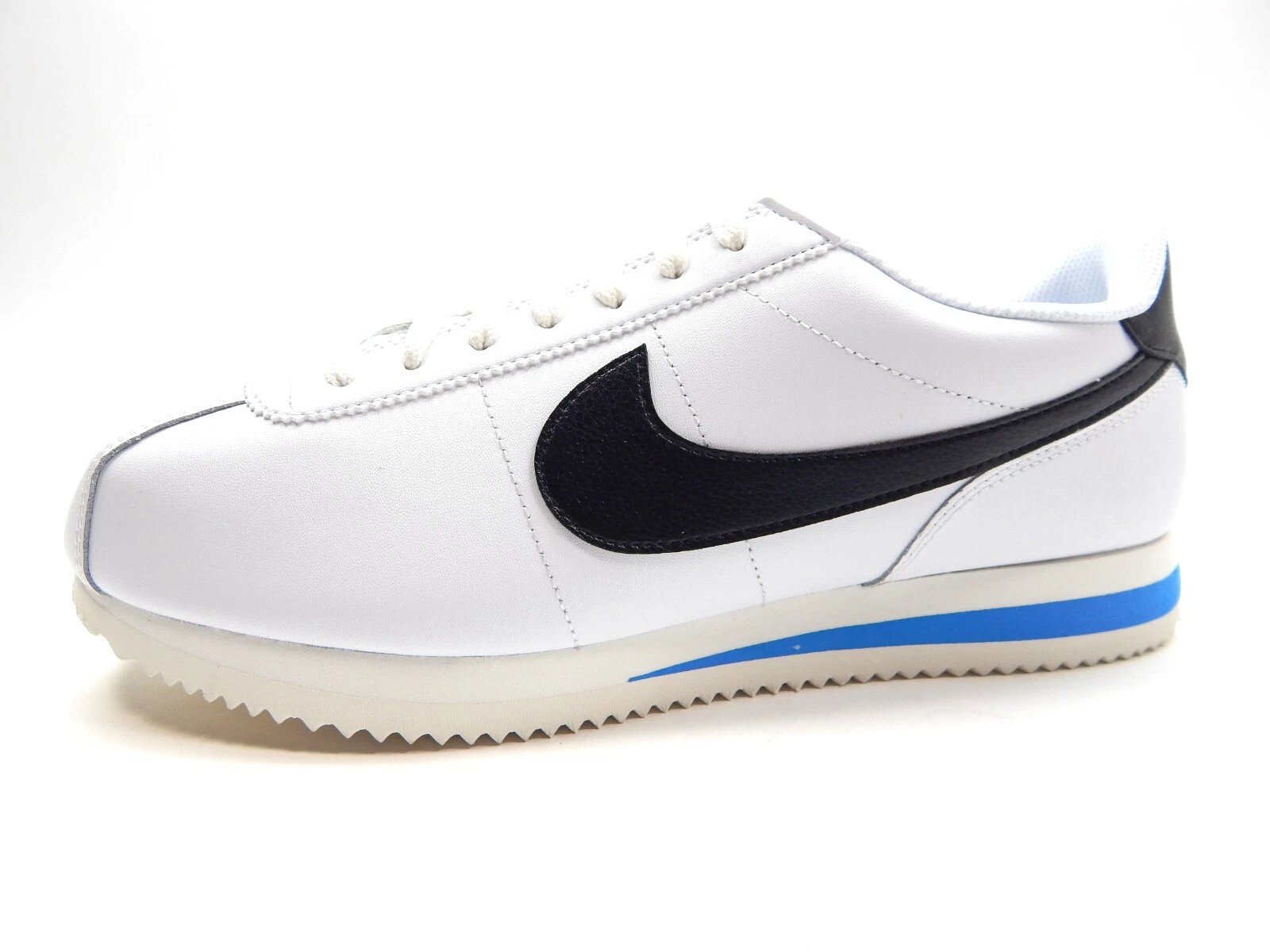 NIKE MEN'S CORTEZ WHITE BLACK LT PHOTO BLUE SHOES