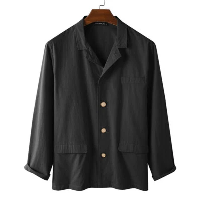 Men's Lightweight Linen Cotton Jacket Summer Leisure Blazer Men's Lightweight Linen Cotton Jacket Summer Leisure Blazer