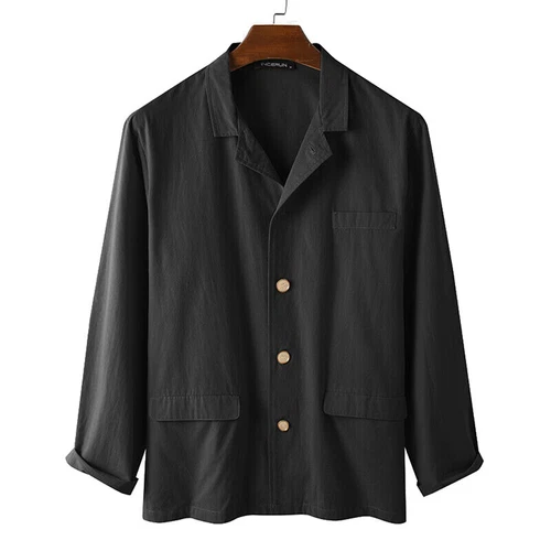 Men's Lightweight Linen Cotton Jacket Summer Leisure Blazer Coat Breathable Soft - Picture 14 of 18