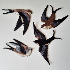 Swallow brown birds sew on embroidered patches 4 pcs set