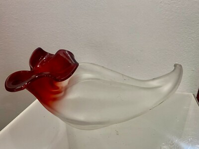 VINTAGE SIGNED NIKOLAS WEINSTEIN FROSTED BLOWN SCULPTURAL ART GLASS VASE 1997