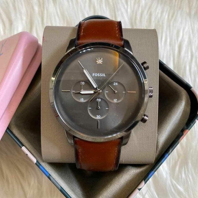 Neutra Brown Leather Chronograph Watch 