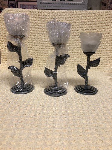Set Of Three Candle Holders Silver Plated - Picture 2 of 8