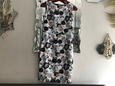 Size 10 sleeveless white dress pink blue  floral back zip body con   new