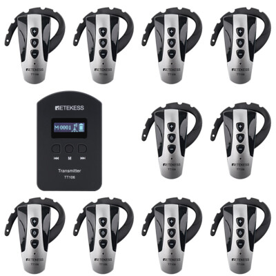 Retekess TT106 Wireless Microphone Tour Guide System Mic Transmitter 10 Receiver