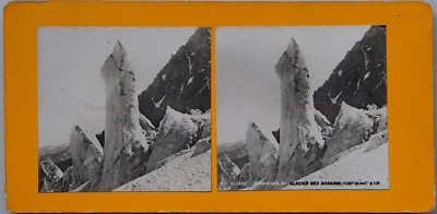 Schweiz Gletscher Der Bossons Foto Stereo PL47 Vintage Silber c1900