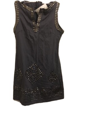 Fashion Bodycon Dress Black  Silver Beads Size UK S