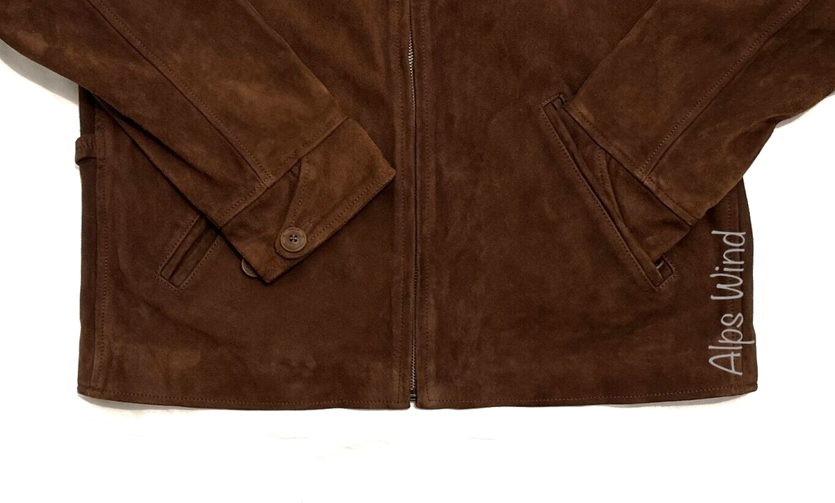 New Polo RL Mens Suede Leather Full Zip Jacket in Teak Size New Polo RL Mens Suede Leather Full Zip Jacket in Teak Size