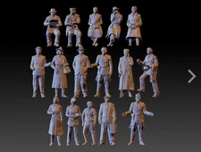 1/48/64/72/144 World War II German Soldiers and Civilians Resin Soldier Model-