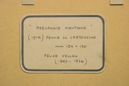 FELICE VELLAN (1889-1976) DISEGNO A PENNA SU CARTONCINO - PAESAGGIO - cod.19973 - Foto 6 di 6