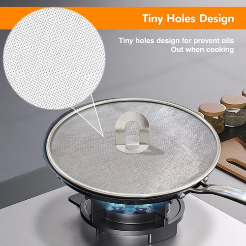 2Pc Set Steel Mesh Splatter Screen Grease Hot Oil Guard Frying Pan Cover 10" 13" - Picture 5 of 9