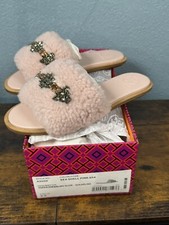 TORY BURCH Aspen Shearling Slides Women  s Fashion Seashell PINK US Size 5.5