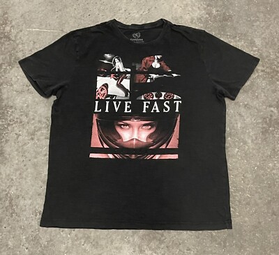 Men s Express Live Fast Sports Car Model Design Black T-Shirt Large
