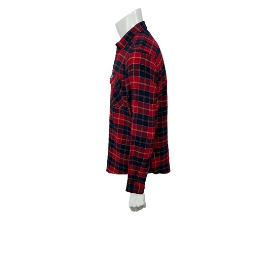 Perry Ellis America Mens Large Haute Red Buffalo Plaid Cotton Flannel Shirt - Picture 11 of 12