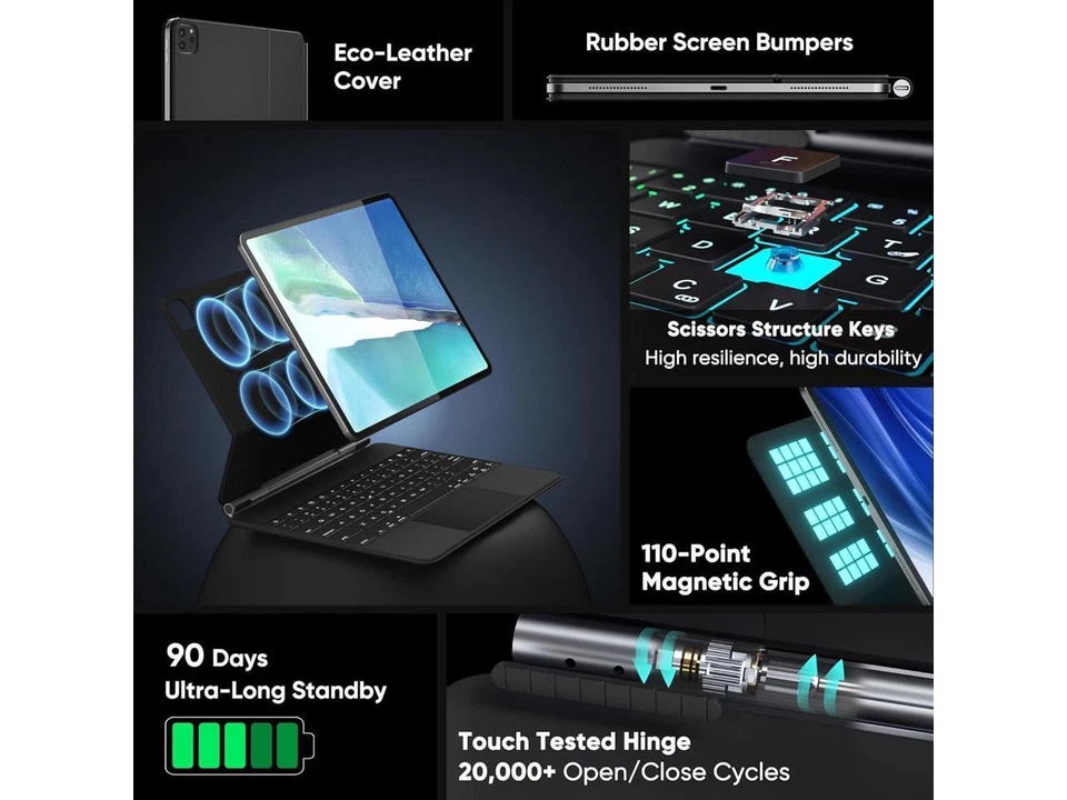 Magic Keyboard Case for iPad Air 13 inch 2024 iPad Pro 12.9 6th 5th 4th 3rd Gen - Image 4 of 4