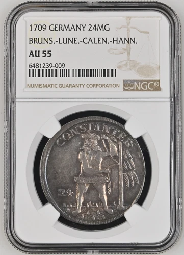 1709 Germany 24MG Wild Man Bruns Lune Calen Hann - NGC AU55