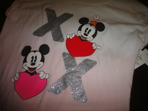 NWT girls S 6 6X tee shirt DISNEY Mickey & Minnie Mouse XO hearts love sparkle - Picture 4 of 4