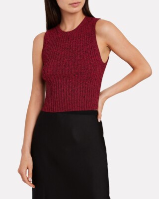 ALC Marie Crew Neck Sleeveless Red Cropped Knit Top Tank Small EUC