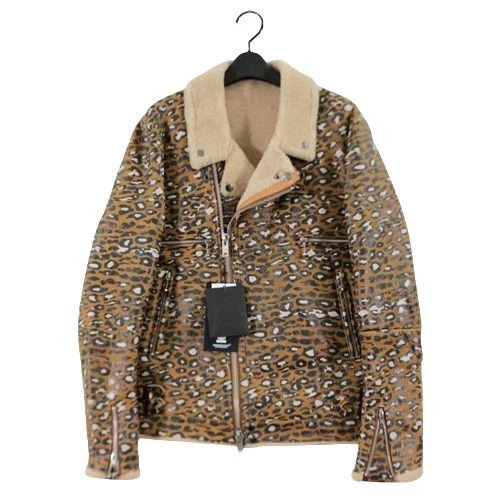 UNDERCOVER 22AW Giacca Leopardata Mouton Pelle Doppio Rider s 3 Senape