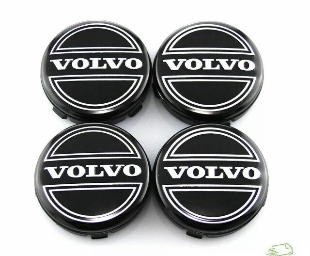 Set 4 Tappi Coprimozzo per VOLVO 64mm C30 C70 S40 S60 V50 V60 V70 Cerchi in Lega