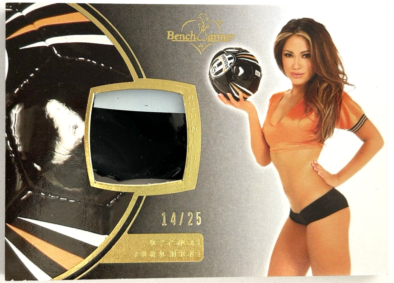 2011 Bench Warmer JESSICA BURCIAGA Ball Swatch Card ~ Playboy POTM Feb 2009