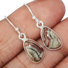 Natural Mexican Laguna Lace 925 Sterling Silver Earrings Jewelry CE40016