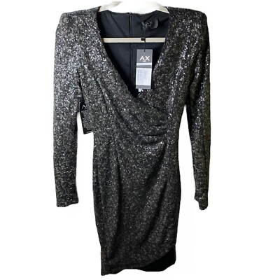 armani exchange black sequin dress Armani Black Sequin Gown main image 0