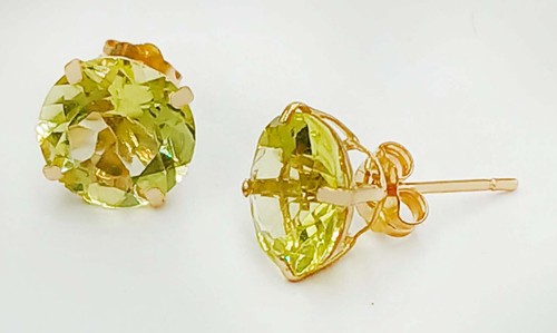 GENUINE 8.24 Cts PERIDOT STUD EARRINGS 14K GOLD - Free Appraisal Service - NWT - Picture 6 of 8