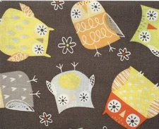 Single Fat Quarter (Baby Owl Maize) Hearts Flowers 18" x 21" Quilt 100% Cotton