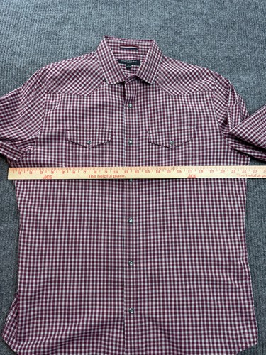 Banana Republic Western Camicia Uomo Media Slim Fit Rosso Plaid Perla Snap - Foto 9 di 17
