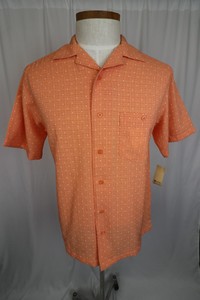 New-Haggar-Mens-Orange-Polka-Dot-Dress-Shirt-Size-Small