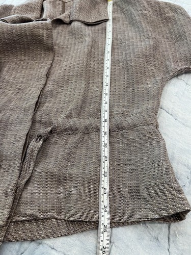 Chaqueta Top Nurture Mujer Manga 3/4 Lino 6 Marrón Lagenlook Cuadrada Artística Costera - Imagen 9 de 9