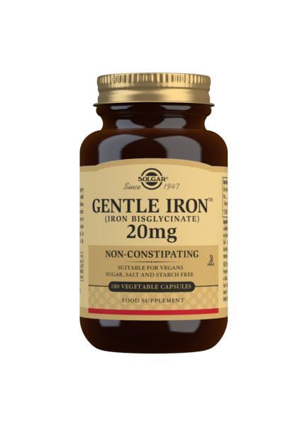 Solgar Gentle Iron (Iron Bisglycinate) 20mg Vegetable Capsules (x180)