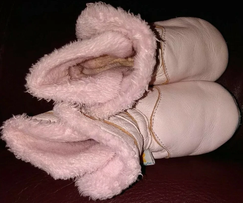 Ministar Infantil Cuero Niñas Rosa Suela Suave Cuna Botines 0-6 Meses Foto 2 de 4