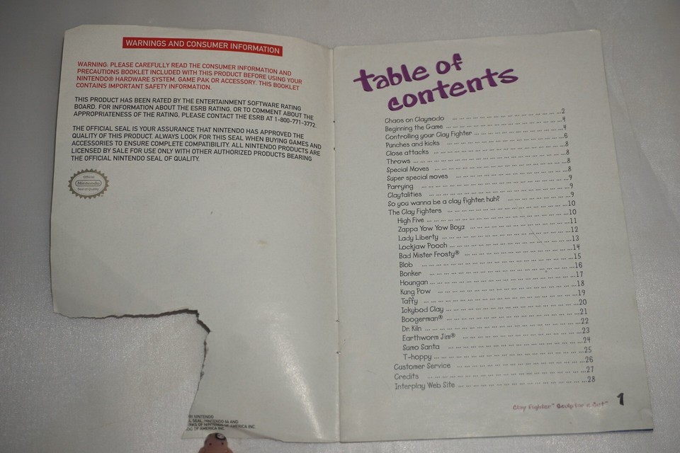 Clayfighter Sculptor’s Cut (Nintendo 64 N64) Complete in Box CIB