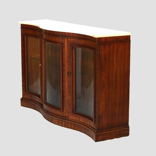 Antique French Louis XV Flame Mahogany Swell Front Marble Top Server C1830 - Picture 4 of 19