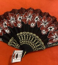 Two Chinese Folding Fans Dance/ Wedding Party Paper Hand Held Fans. Pre-owned