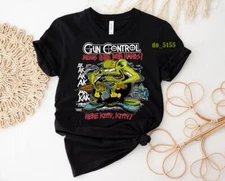 1991 Ed Roth RAT FINK Gun Control Parody  Shirt Unisex Funny Men S-5XL