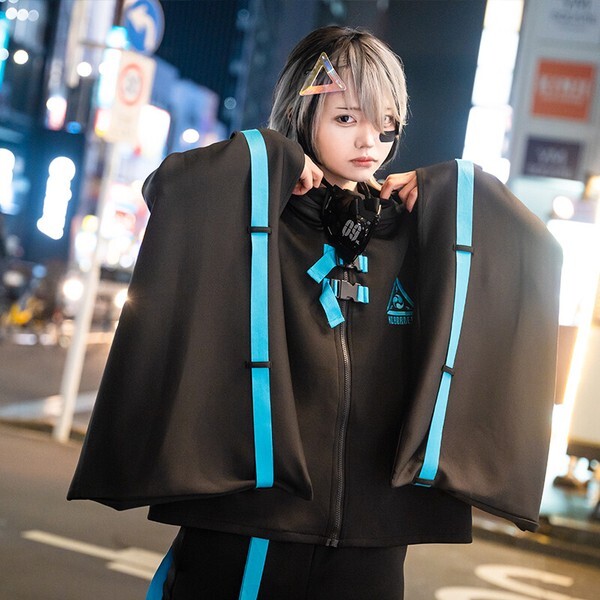 NEW ACDC Rag - Uzurai Cyberpunk Tech Kimono Black Blue