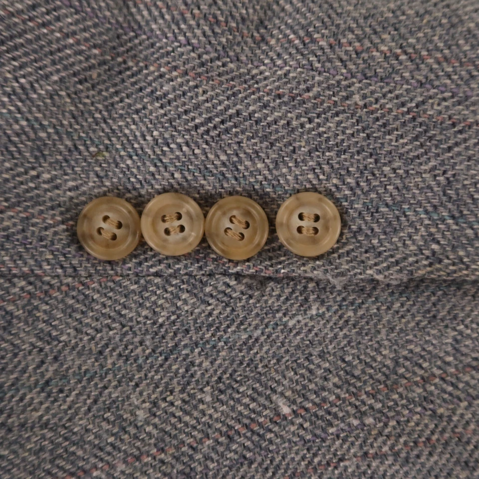 Blazer De Colección Chaqueta Tweed M Gris Azul Tiza Rayas Espiga 100% Lana EE. UU. 42R Foto 4 de 4